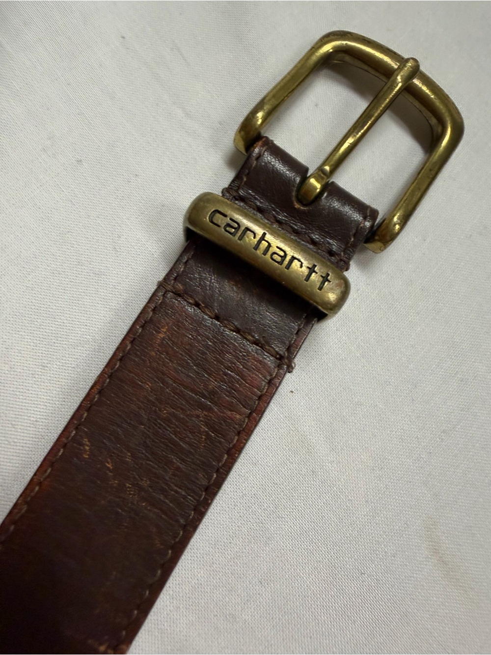 Carhartt  Kids Brown Leather Belt with Brass Buckle